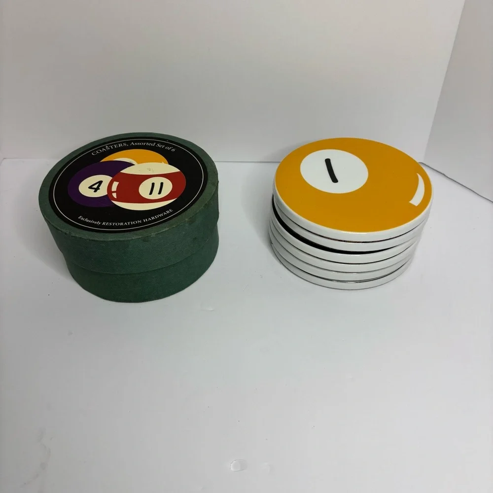 Restoration Hardware Green Billiard Coaster Set